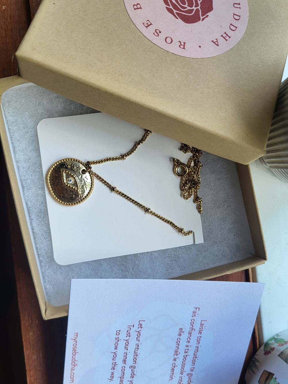 Gold Eye Pendant Necklace -